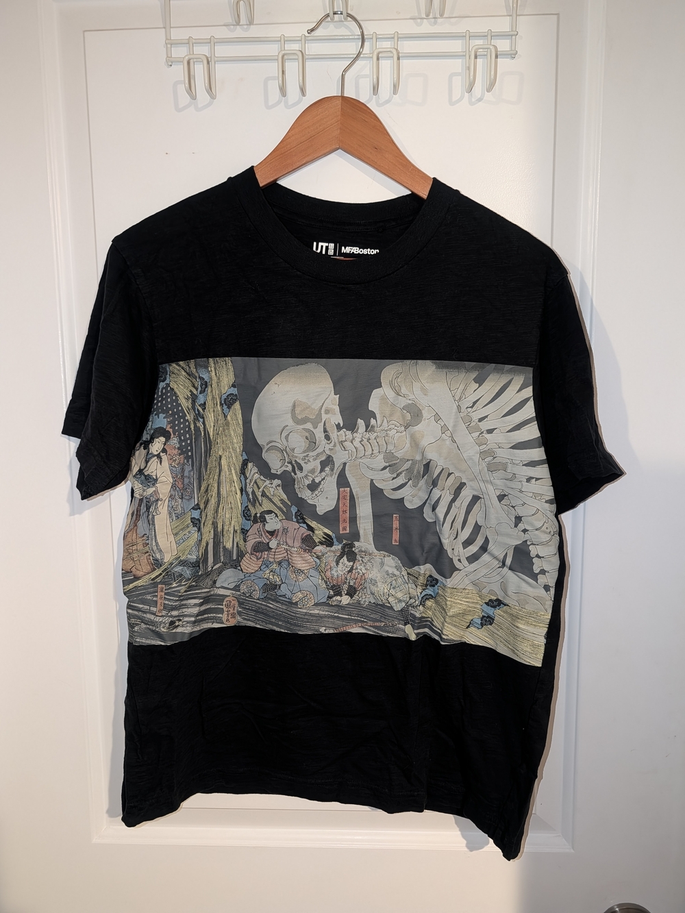 ⭐3 For $20⭐ Black Graphic Kids T-Shirt with Ukiyo-e Skeleton Print